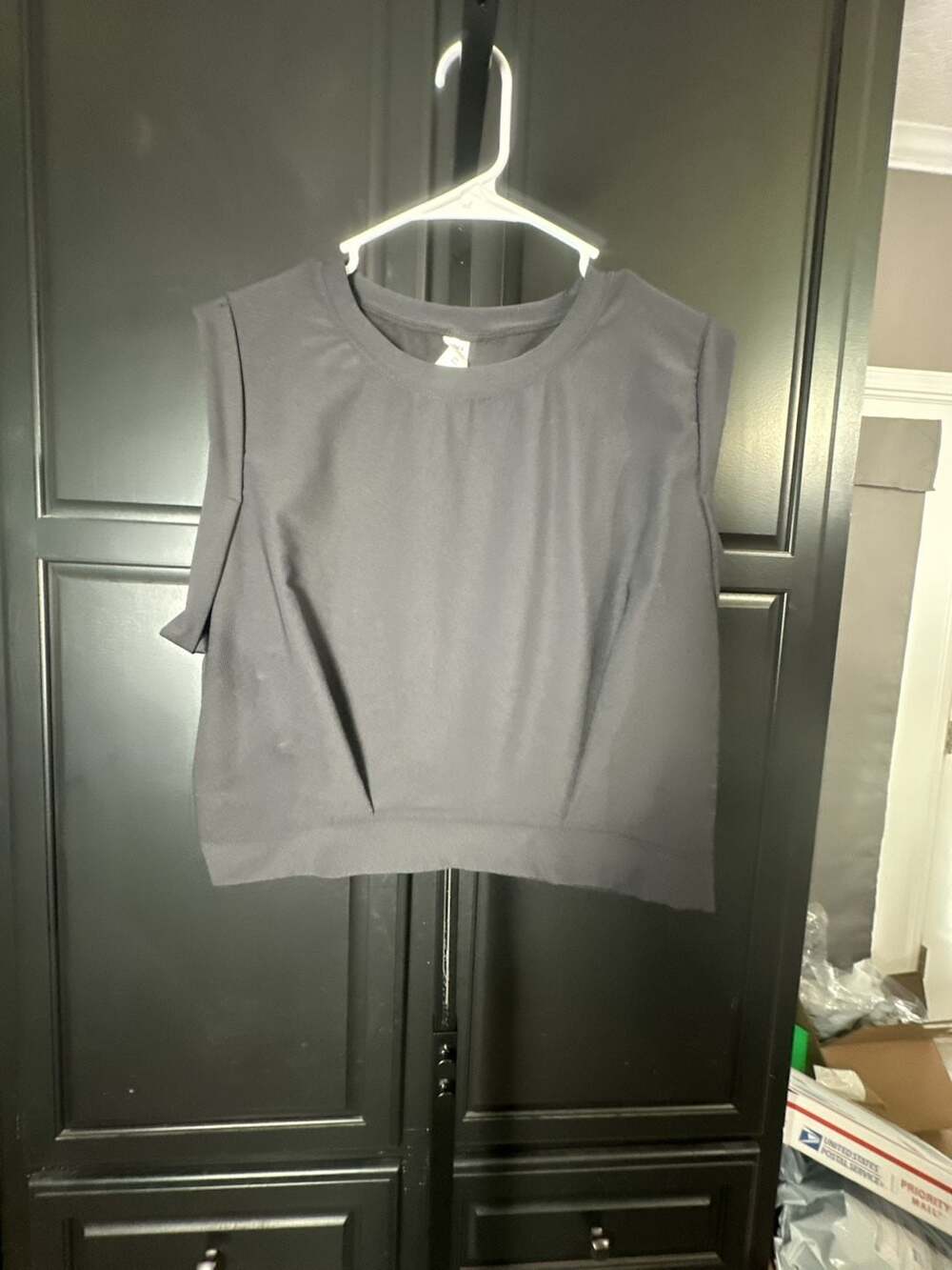 Halara Round Neck Ruched Cool Touch Sleeveless Yoga Crop Tank Top#836
